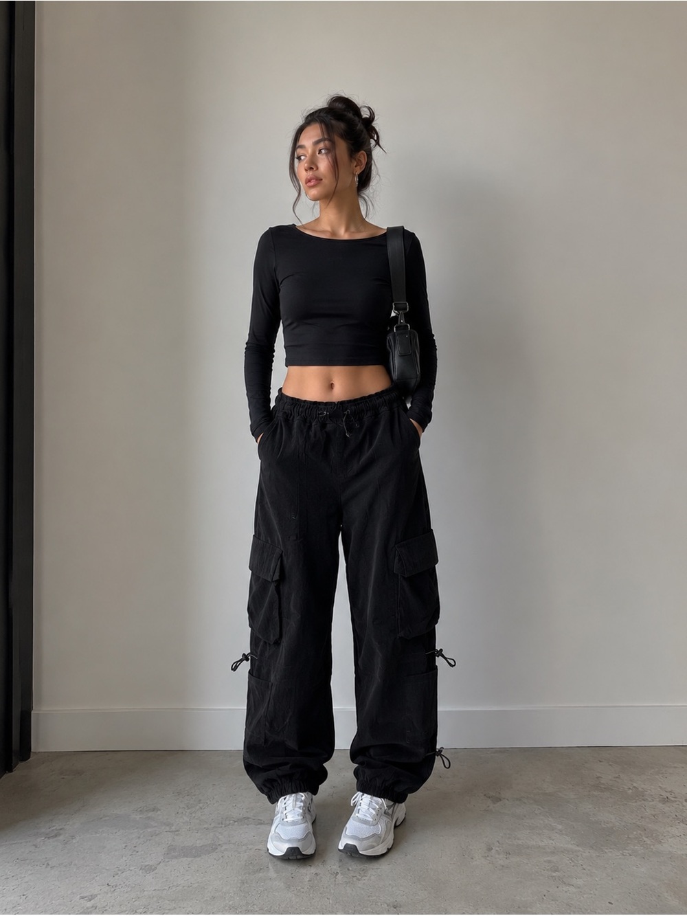 Black Cargo Style Pants